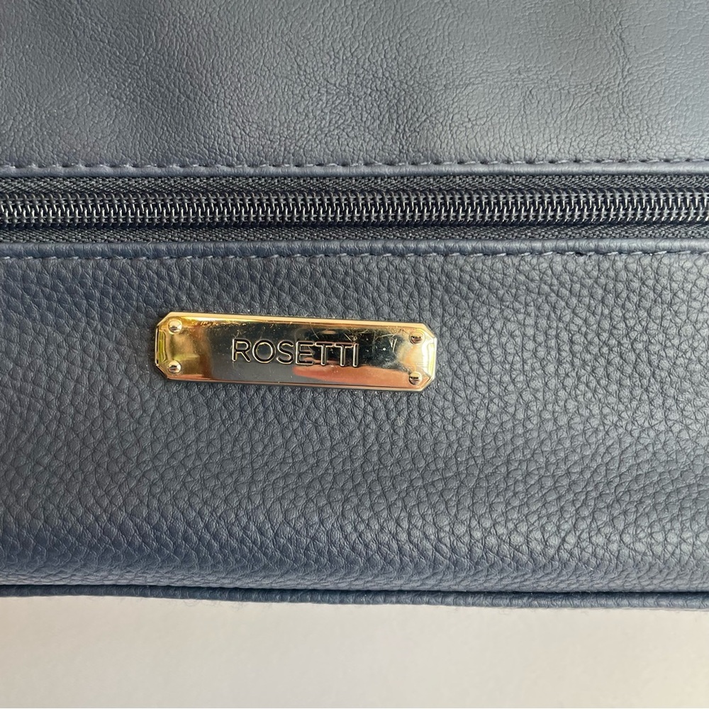 Rossetti Demi Crossbody Bag Navy Blue Faux Leather Triple Zip Adjustable Strap - Picture 5 of 12